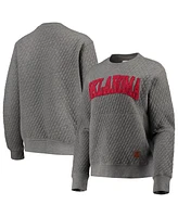Women's Pressbox Heather Charcoal Oklahoma Sooners Moose Quilted Pullover Sweatshirt