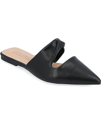 Journee Collection Women's Enniss Twist Cutout Pointed Toe Mules
