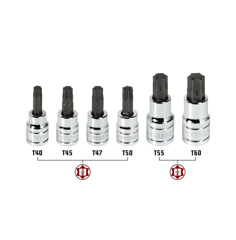 Powerbuilt 6 Piece 3/8 Inch Drive Torx Bit Socket Set