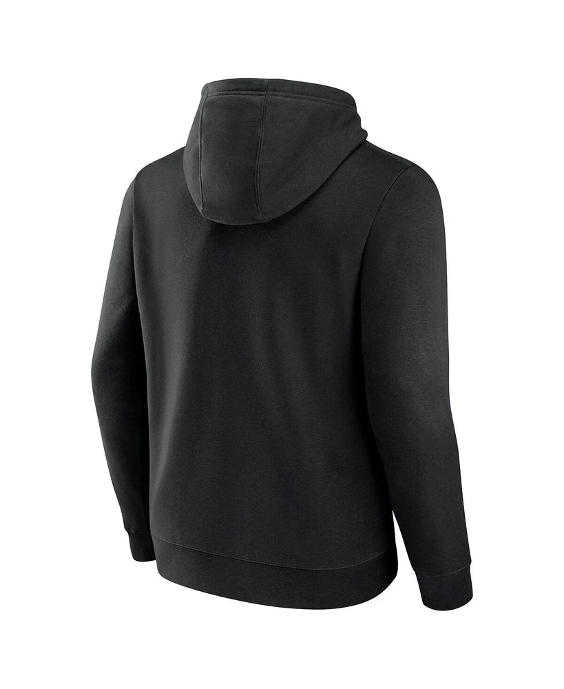 Men's Fanatics Black Nebraska Huskers Arch and Logo Tackle Twill Pullover Hoodie