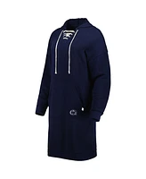 Women's Touch Navy Penn State Nittany Lions Quick Pass Lace-Up V-Neck Hoodie Dress