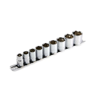 Powerbuilt 9 Piece 3/8 Inch Drive Sae 6 Point. Shallow Socket Set