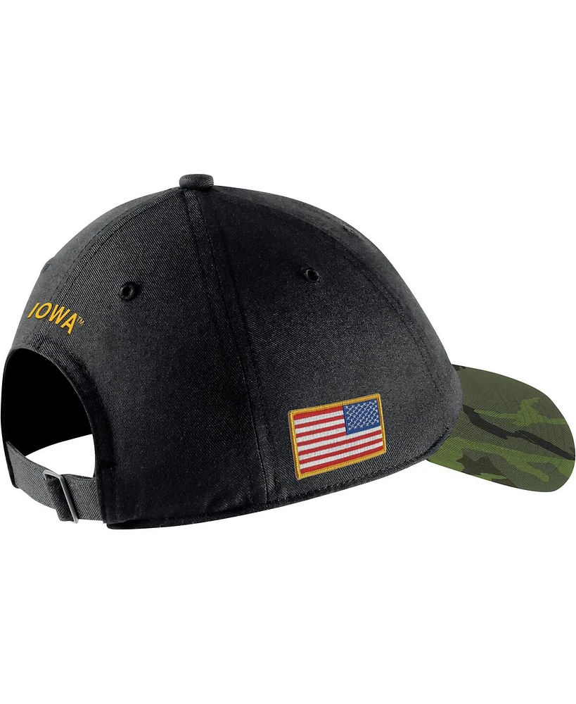 Men's Nike Black, Camo Iowa Hawkeyes Veterans Day 2Tone Legacy91 Adjustable Hat