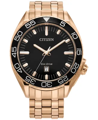 Citizen Eco-Drive Men's Sport Luxury Rose Gold-Tone Stainless Steel Bracelet Watch 42mm