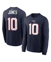 Men's Nike Mac Jones Navy New England Patriots Player Name and Number Long Sleeve T-shirt