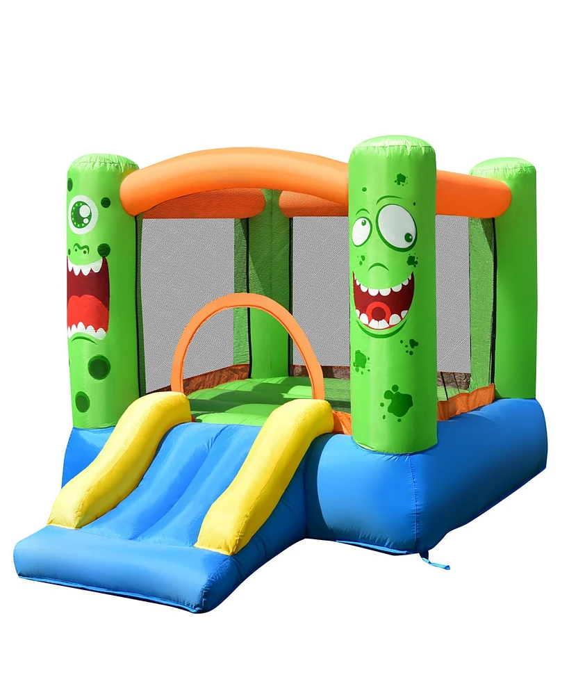 Costway Inflatable Bounce House Jumper Castle Kids Playhouse w/ Basketball Hoop & Slide
