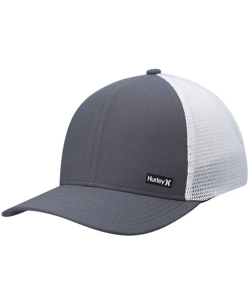 Men's Hurley Graphite, White League Trucker Snapback Hat