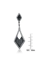 Sterling Silver Black And White Gold Plated Kite Shape Drop Earrings