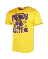 Men's Homage Justin Jefferson Gold Minnesota Vikings Caricature Player Tri-Blend T-shirt