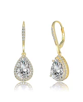 Sterling Silver Cubic Zirconia Pear Drop Earrings
