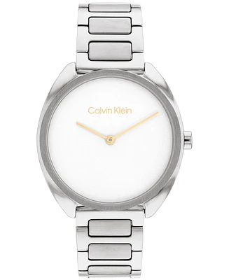 Calvin Klein Women's Silver-Tone Stainless Steel Bracelet Watch 34mm