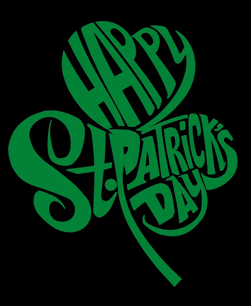 La Pop Art Men's St. Patrick's Day Shamrock Word Graphic T-shirt