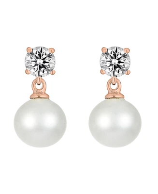 Sterling Silver Cubic Zirconia Pearl Drop Earrings