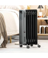 1500W Oil-Filled Radiator Heater Portable Electric Space Heater 3 Heat Settings