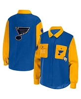Women's Wear by Erin Andrews Blue, Gold St. Louis Blues Colorblock Button-Up Shirt Jacket
