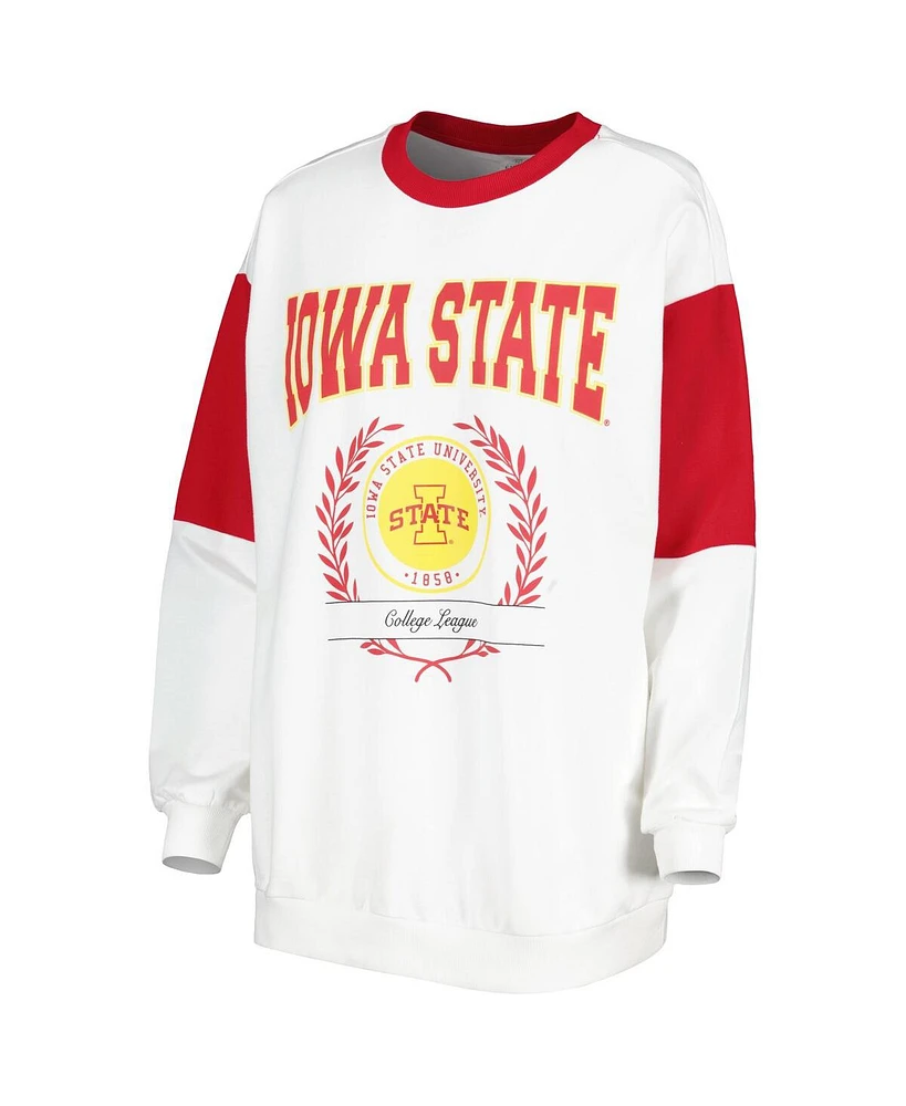Women's Gameday Couture White Iowa State Cyclones It's A Vibe Dolman Pullover Sweatshirt