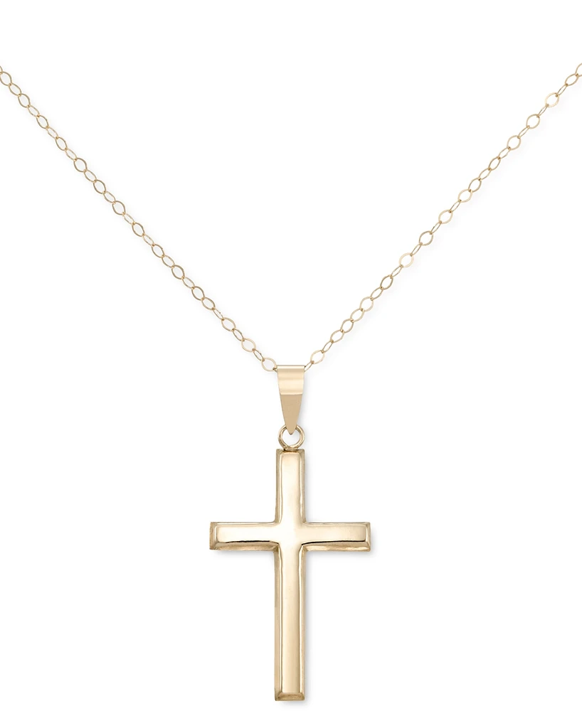 Crystal Pave Cross 18" Pendant Necklace in 10k Gold