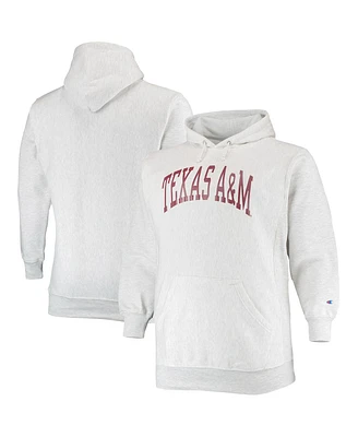 Men's Champion Heathered Gray Texas A&M Aggies Big and Tall Reverse Weave Fleece Pullover Hoodie Sweatshirt