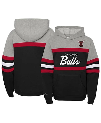 Big Boys Mitchell & Ness Heather Gray, Black Chicago Bulls Hardwood Classics Head Coach Pullover Hoodie
