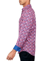 Society of Threads Men's Regular-Fit Non-Iron Performance Stretch Rose-Print Button-Down Shirt