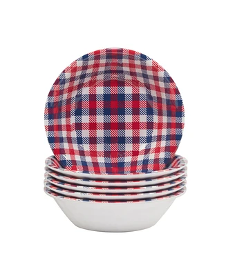 Certified International Patriotic Plaid Melamine All Purpose Bowl, Set of 6