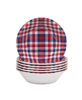 Certified International Patriotic Plaid Melamine All Purpose Bowl, Set of 6