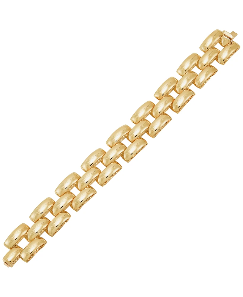 Italian Gold Stampato Panther Link Bracelet in 14k Gold