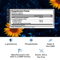 Codeage Liposomal Glutathione 1000 mg Supplement, High-Potency Reduced Glutathione - Liposomal Delivery - L-Glutathione - Phospholipids