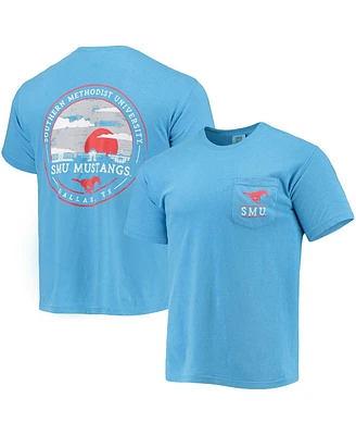 Men's Light Blue Smu Mustangs Circle Campus Scene T-shirt