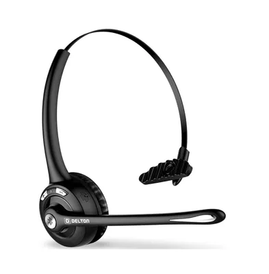 Delton 10X Bluetooth Computer Headset, Over the Head Single Ear Wireless Headset with Noise Cancelling Mic for Clear Calls, for Pc/Mac/Laptops and Com