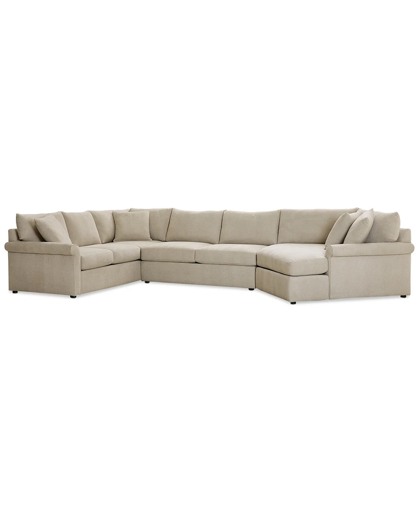 Closeout! Wrenley 170" 3-Pc. Fabric Sectional Cuddler Chaise Sofa, Created for Macy's