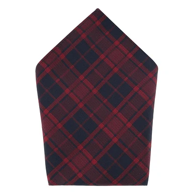Trafalgar Men's Kincade Red Blackwatch Plaid Silk Pocket Square