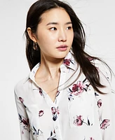 Bcx Juniors' Floral-Print Collared Shirt