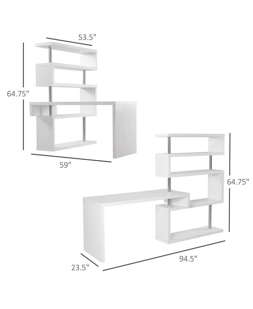 Homcom Rotating Core Hobby Desk 4 Tier Hollow Combo Computer Table Display Shelf