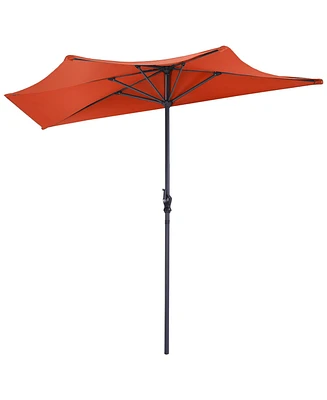 9Ft Half Round Umbrella Patio Bistro Wall Balcony Door Window Sun Shade