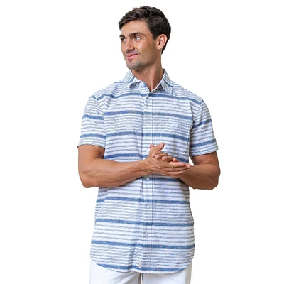 Hope & Henry Men's Short Sleeve Linen Button Down Shirt