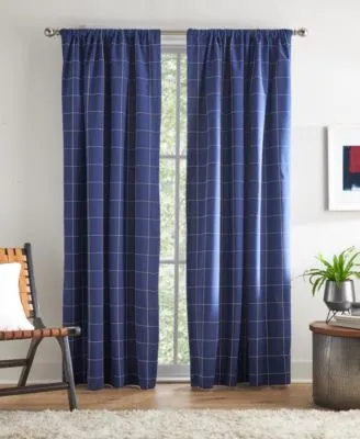 Tommy Hilfiger Big Check Pole Top Blackout 2 Piece Curtain Panel Collection