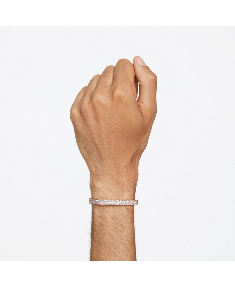 Swarovski Crystal Dextera Bangle Octagon Shape Pave Medium White Rose Gold-Tone Plated