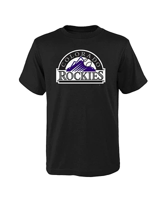 Big Boys and Girls Black Colorado Rockies Logo Primary Team T-shirt