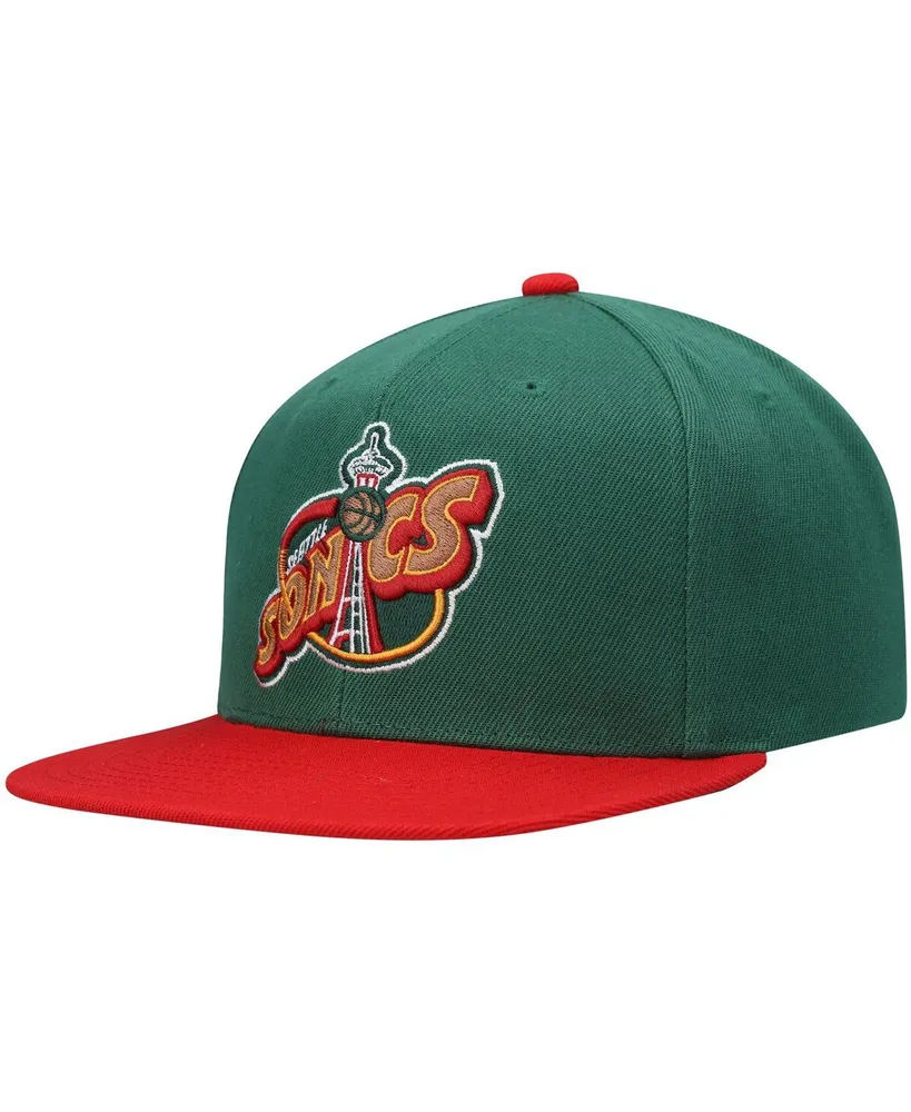 Men's Mitchell & Ness Green, Red Seattle SuperSonics Hardwood Classics Snapback Hat