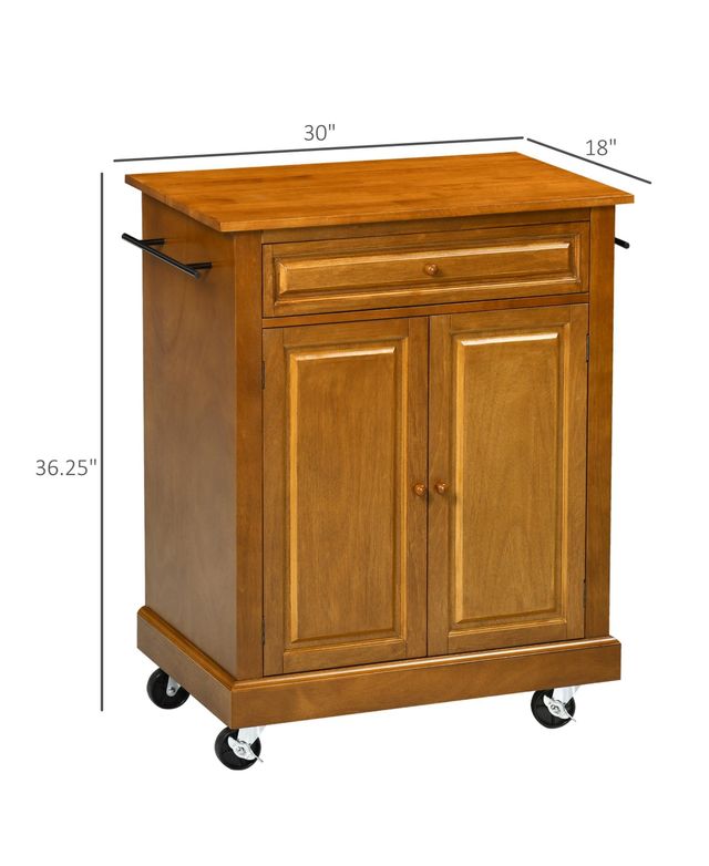 Homcom Kitchen Island on Wheels, Utility Cart with 2 Towel Racks,