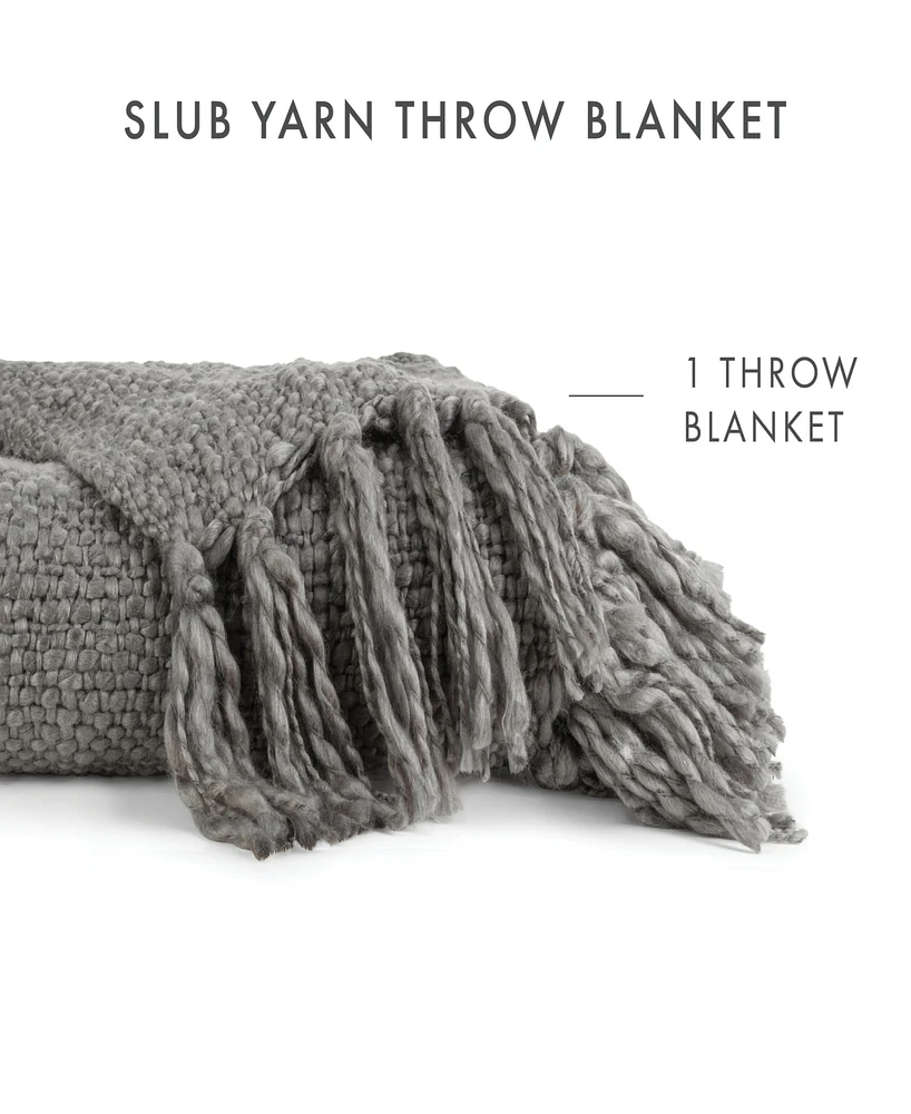 ienjoy Home Slub-Yarn Fringed Throw, 60" x 50"