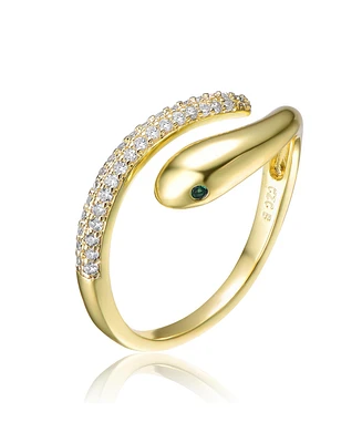 Ra 14K Gold Plated Cubic Zirconia Snake Bypass Ring