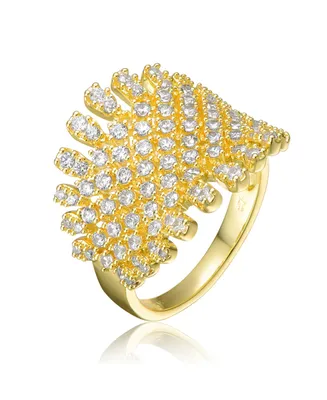 Ra 14K Gold Plated Cubic Zirconia Cluster Dome Shape-a like Ring