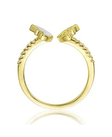Ra 14K Gold Plated Green Cubic Zirconia Changeable Butterfly Ring