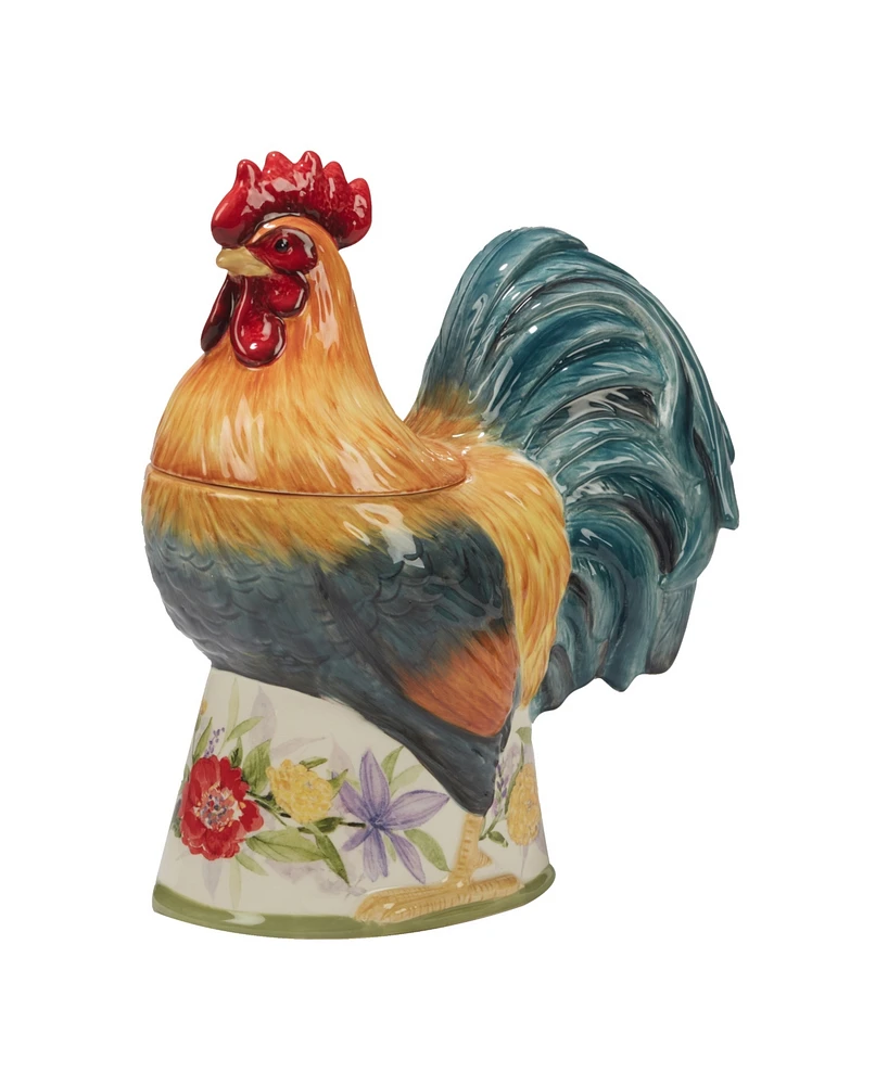 Certified International Floral Rooster 3-d Cookie Jar
