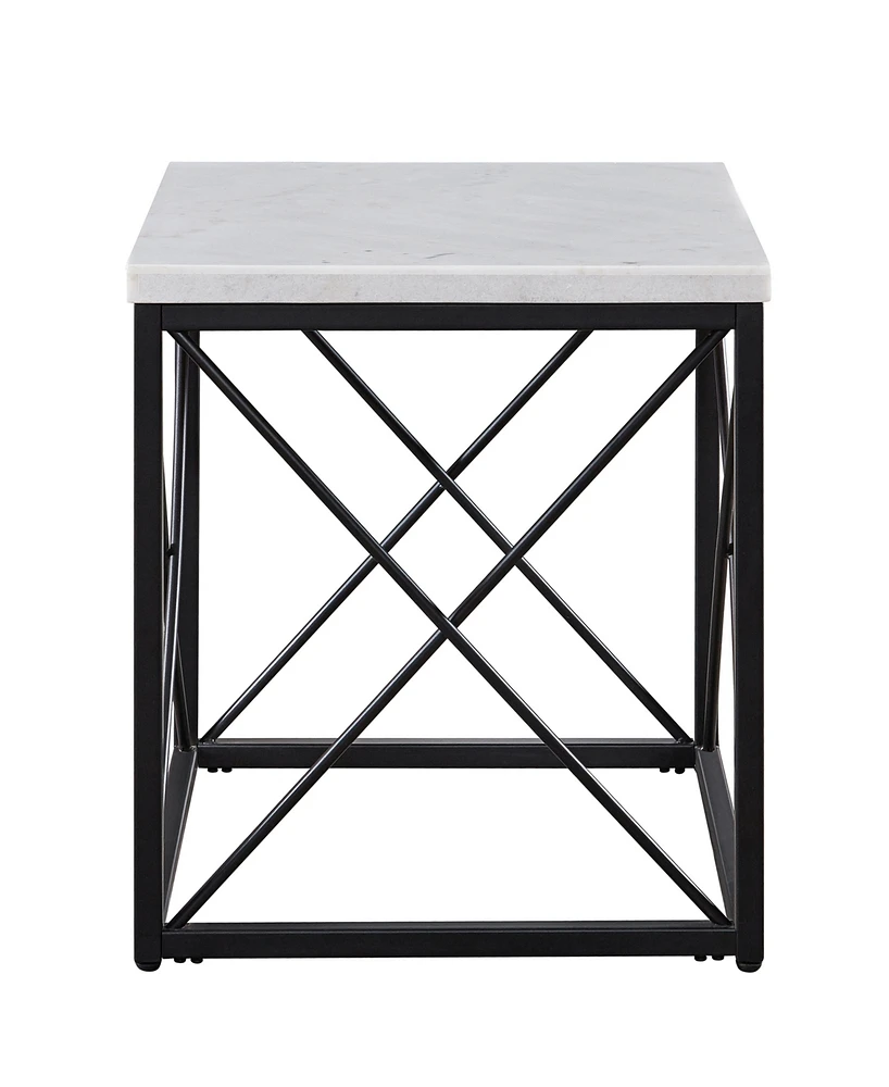 Steve Silver Skyler 22" Square Marble and Metal End Table