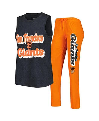 Women's Concepts Sport Orange, Black San Francisco Giants Wordmark Meter Muscle Tank Top and Pants Sleep Set