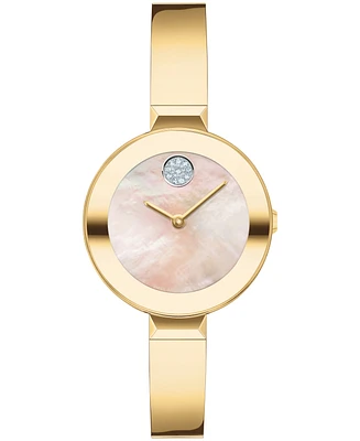 Movado Women's Bold Bangles Swiss Quartz Ionic Plated Gold-Tone Steel Watch 28mm