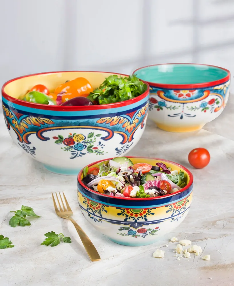 Euro Ceramica Zanzibar Nesting Bowls, Set of 3